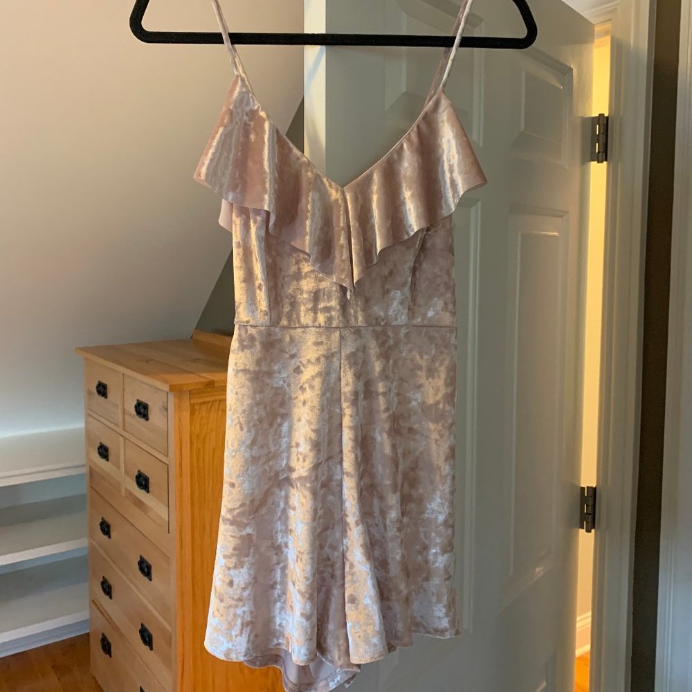 Urban outfitters crushed velvet pink romper